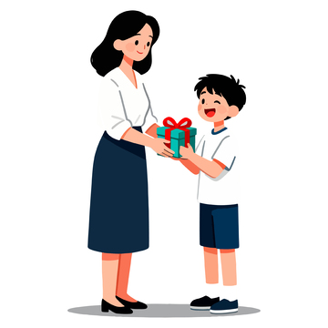 卡通亲子互动送礼物场景