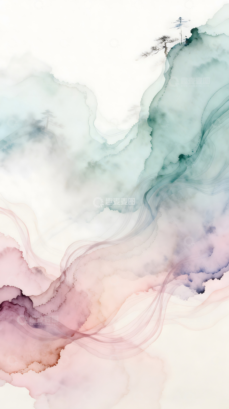 高清大图下载【趣麦麦图】水墨抽象山水画艺术背景