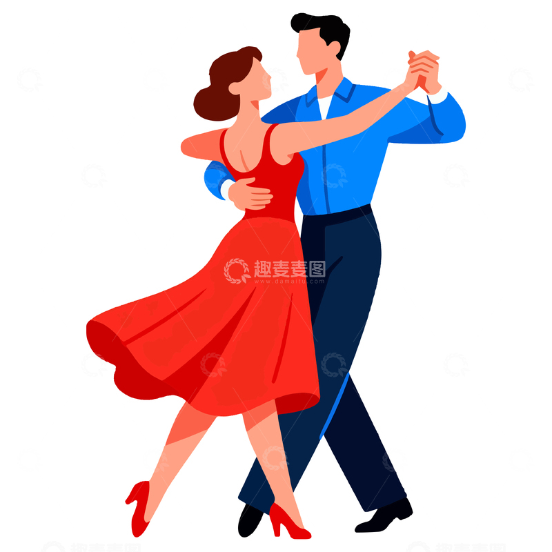 源文件下载【趣麦麦图】舞蹈插画情侣跳舞矢量素材