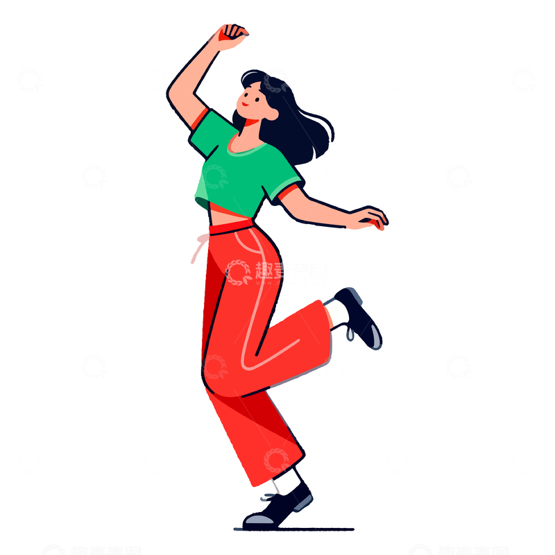 源文件下载【趣麦麦图】卡通舞蹈女子矢量插画素材