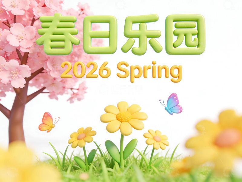 高清大图下载【趣麦麦图】春日乐园春景宣传海报