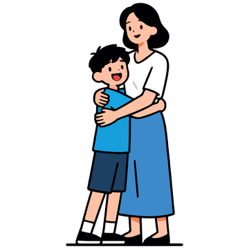 卡通母子拥抱插图