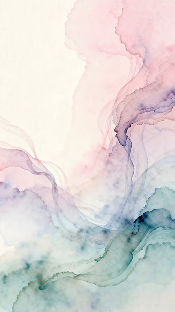 水彩抽象画粉色蓝色交融