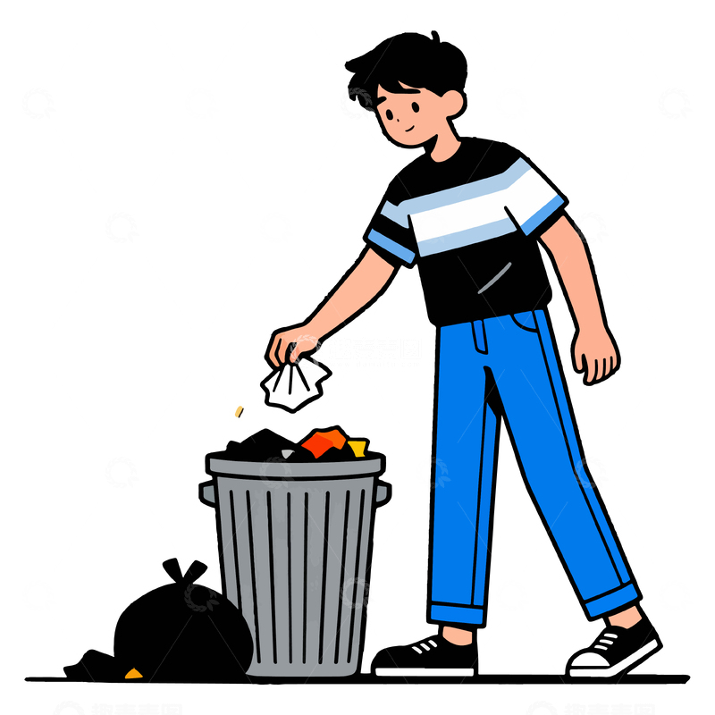 源文件下载【趣麦麦图】简约风格环保人物矢量插画