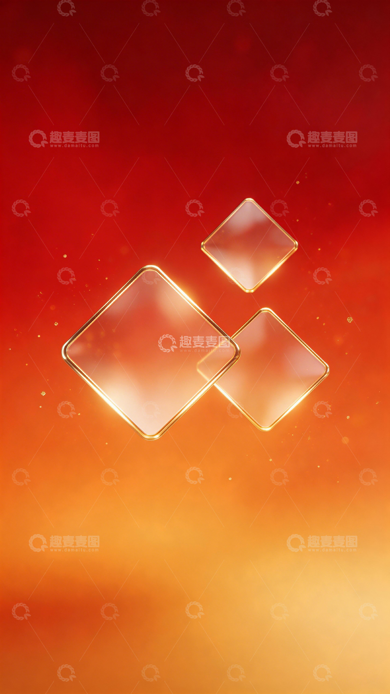 高清大图下载【趣麦麦图】红金玻璃几何图形背景