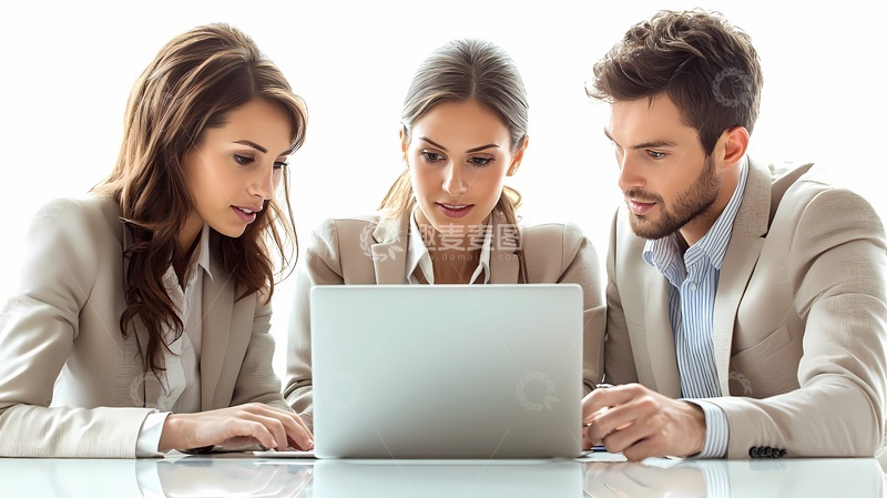 高清大图下载【趣麦麦图】商务团队讨论工作笔记本电脑