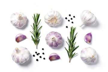 新鲜大蒜迷迭香，厨房调味食材特写1