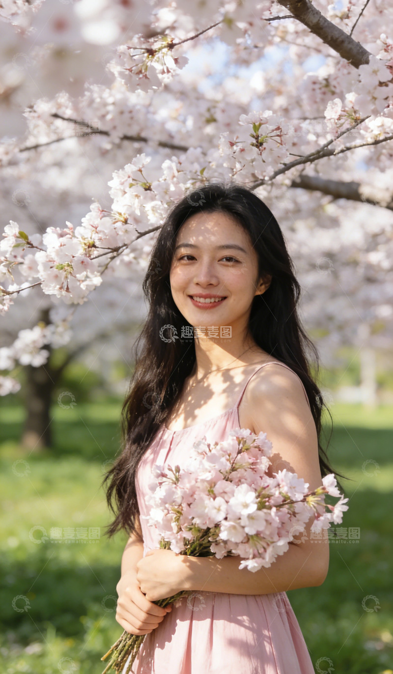高清大图下载【趣麦麦图】樱花少女春日写真