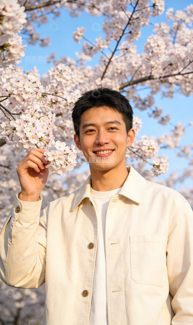 高清大图下载【趣麦麦图】樱花盛开春季男性写真