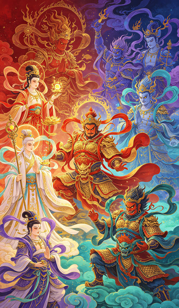 东方神话人物插画装饰画
