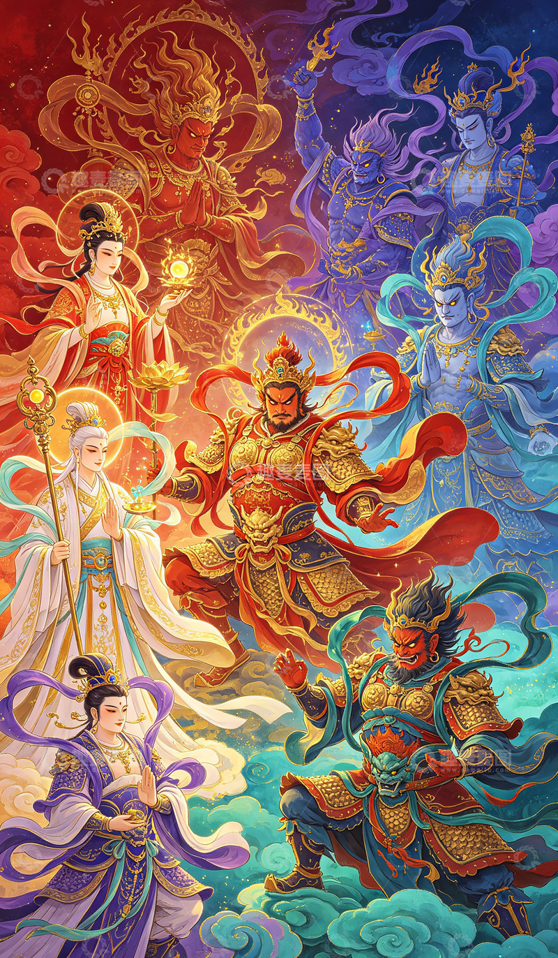 高清大图下载【趣麦麦图】东方神话人物插画装饰画