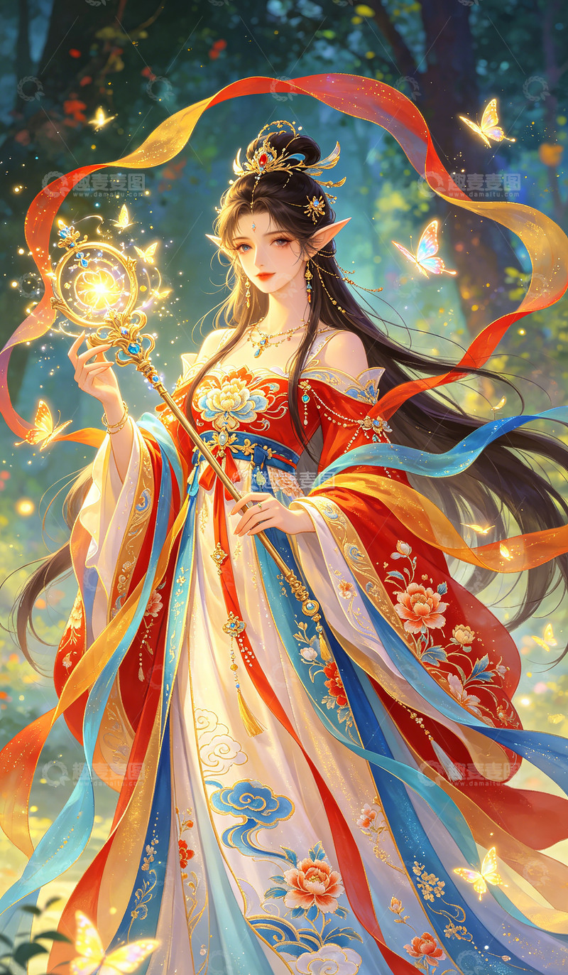 高清大图下载【趣麦麦图】古风仙女魔法森林插画装饰画