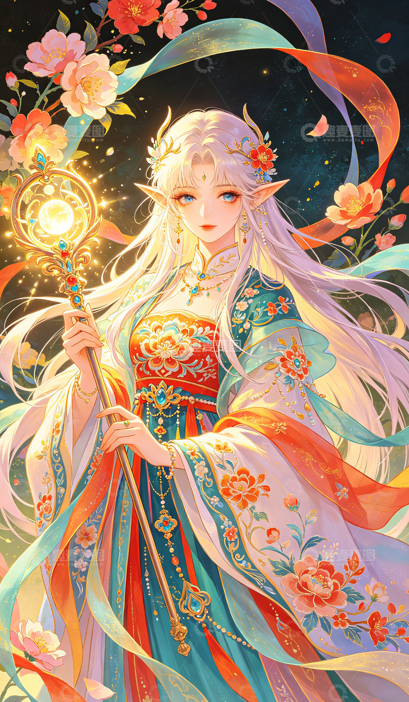 高清大图下载【趣麦麦图】幻想风格古风仙女插画装饰画