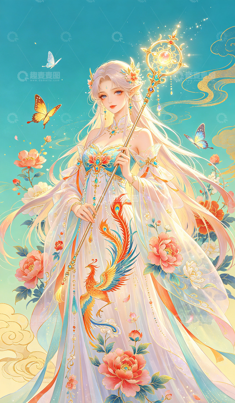 高清大图下载【趣麦麦图】古风仙女插画海报设计装饰画