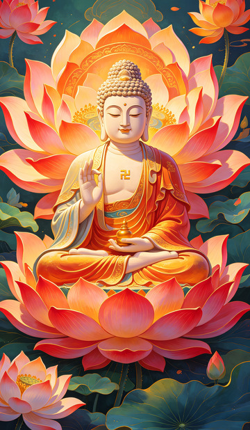 佛光莲花艺术插画装饰画