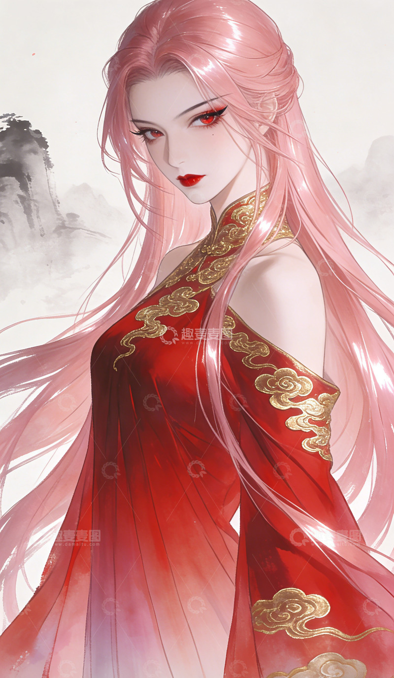 高清大图下载【趣麦麦图】古风动漫女性角色插画壁纸装饰画