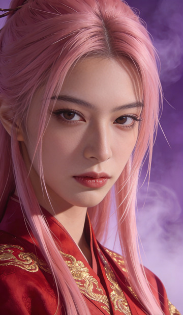 古装美人粉发绣袍写真装饰画