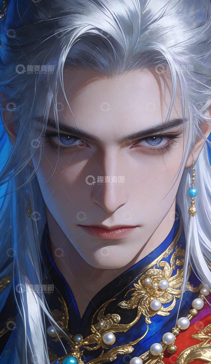 高清大图下载【趣麦麦图】古风英俊美男插画壁纸装饰画