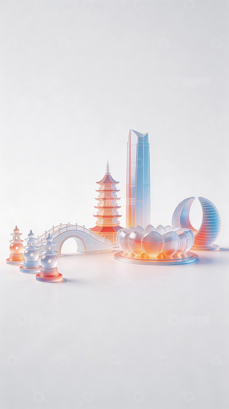 高清大图下载【趣麦麦图】未来感东方建筑艺术合成图