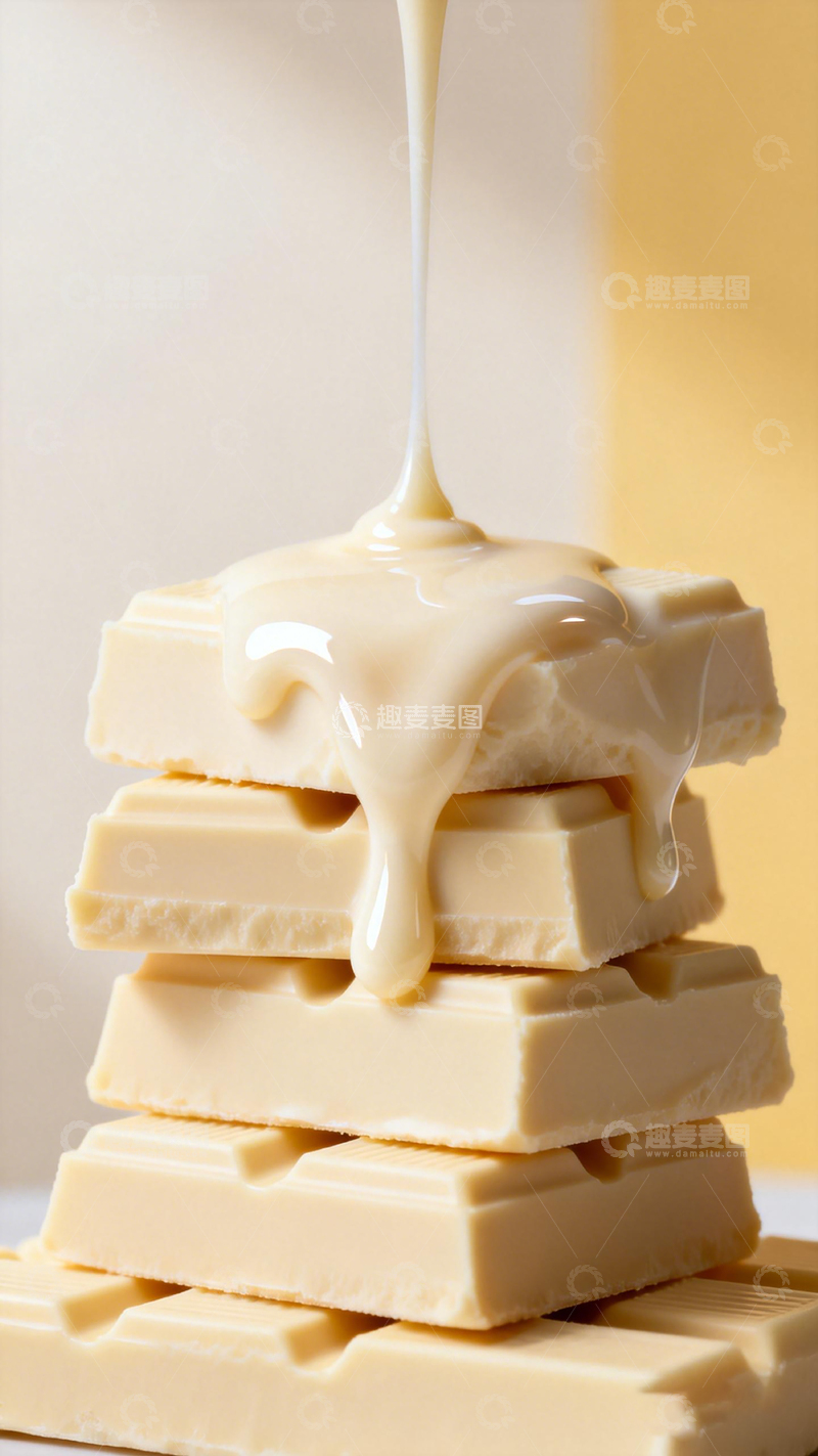 高清大图下载【趣麦麦图】乳白色巧克力堆叠流淌