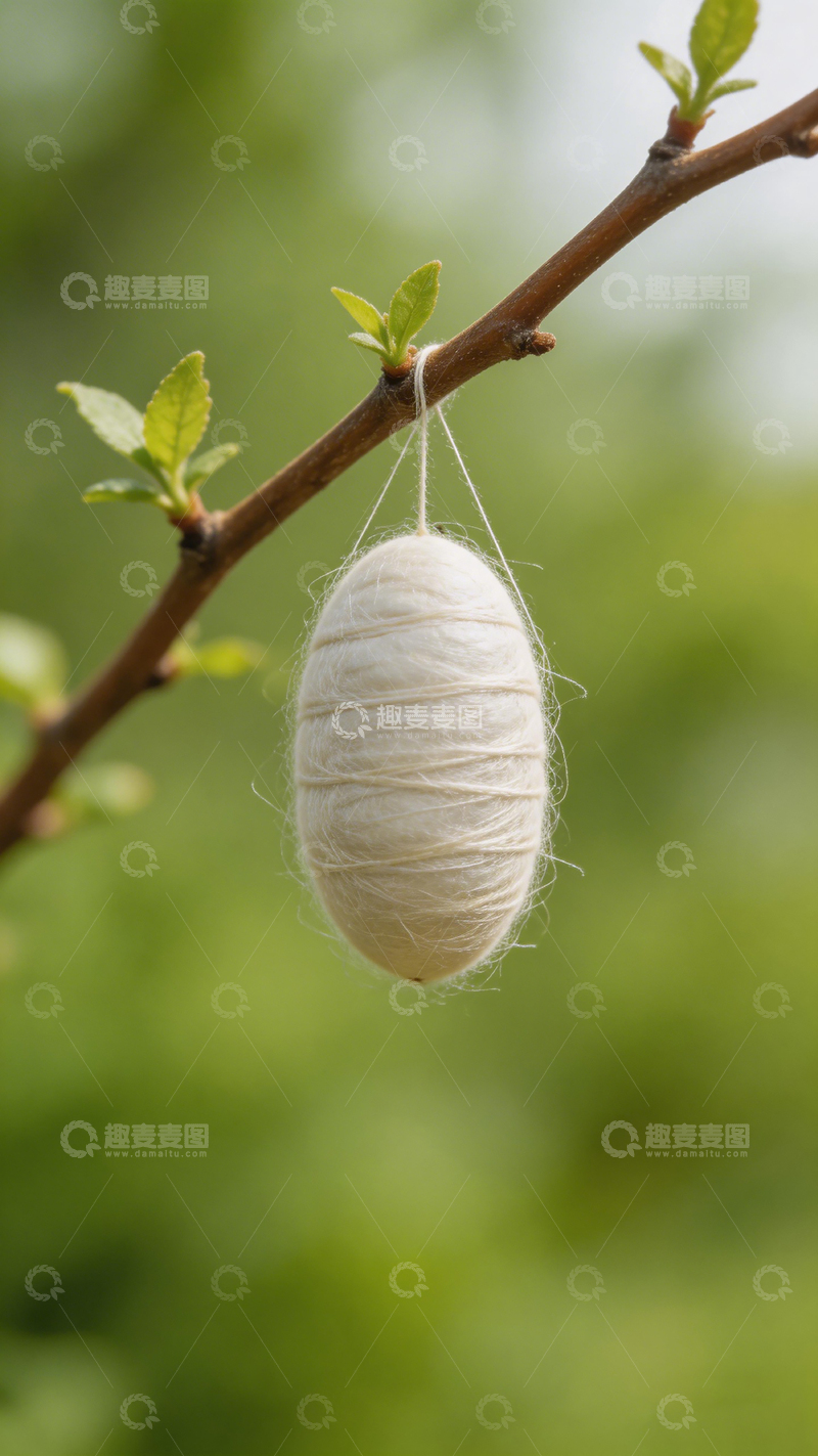 高清大图下载【趣麦麦图】春蚕茧挂枝头
