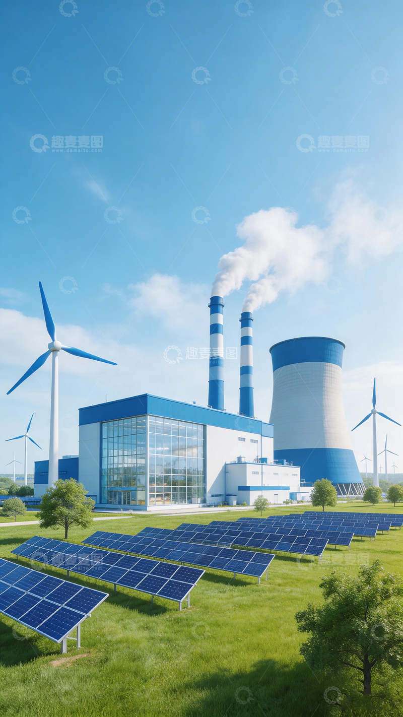 高清大图下载【趣麦麦图】绿色能源发电站景观