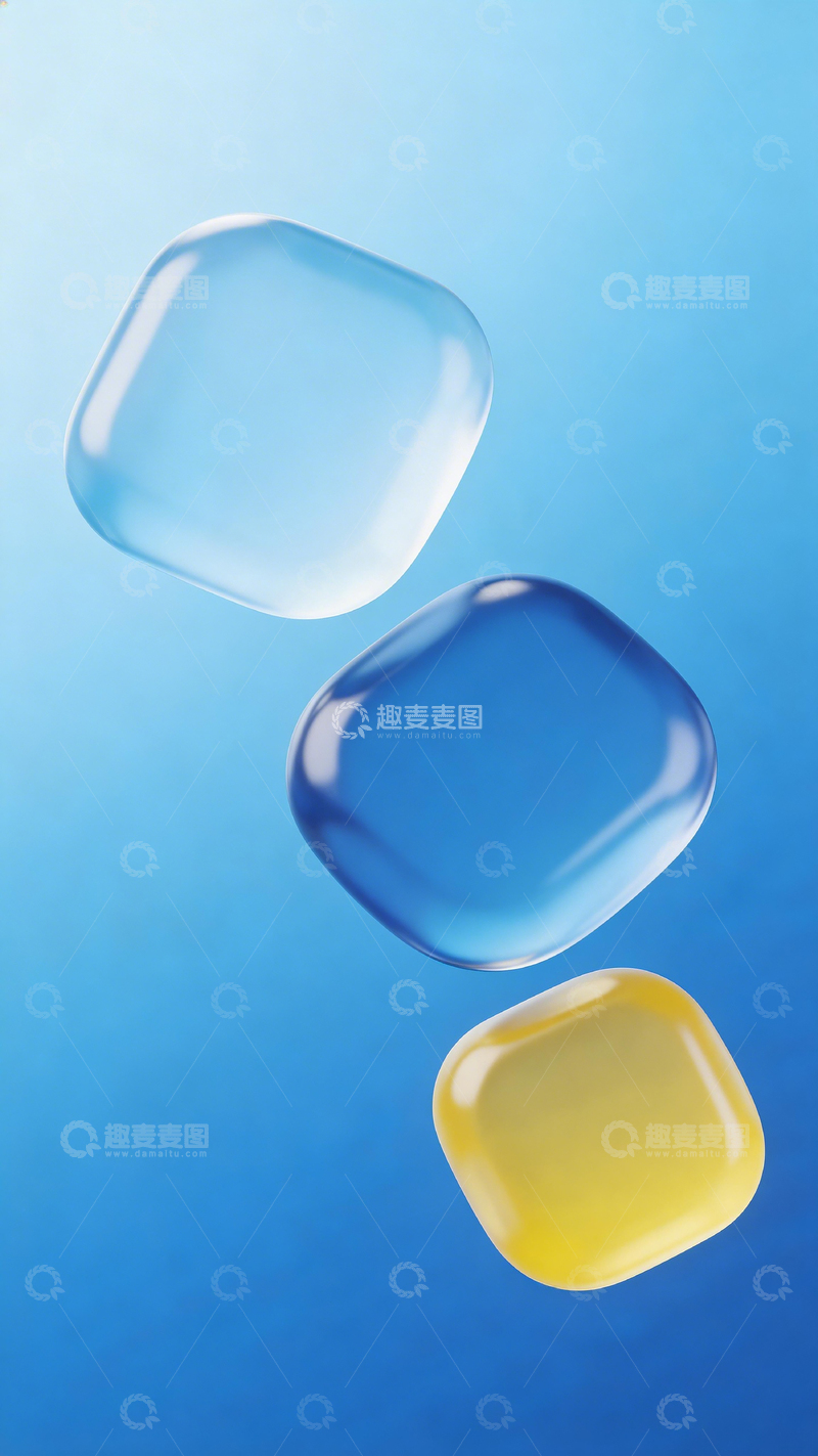 高清大图下载【趣麦麦图】透明水滴蓝色背景壁纸