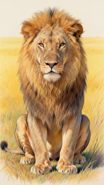 雄狮手绘草原写实插画