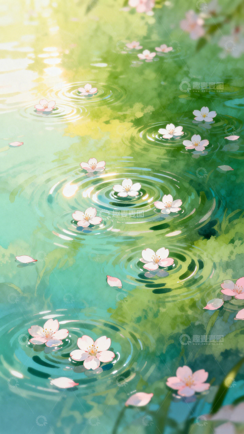 高清大图下载【趣麦麦图】春意盎然水面花影