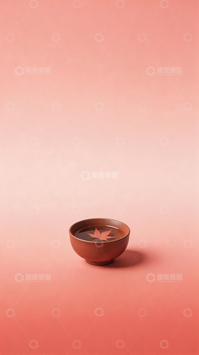 高清大图下载【趣麦麦图】简约秋叶陶瓷碗静物摄影