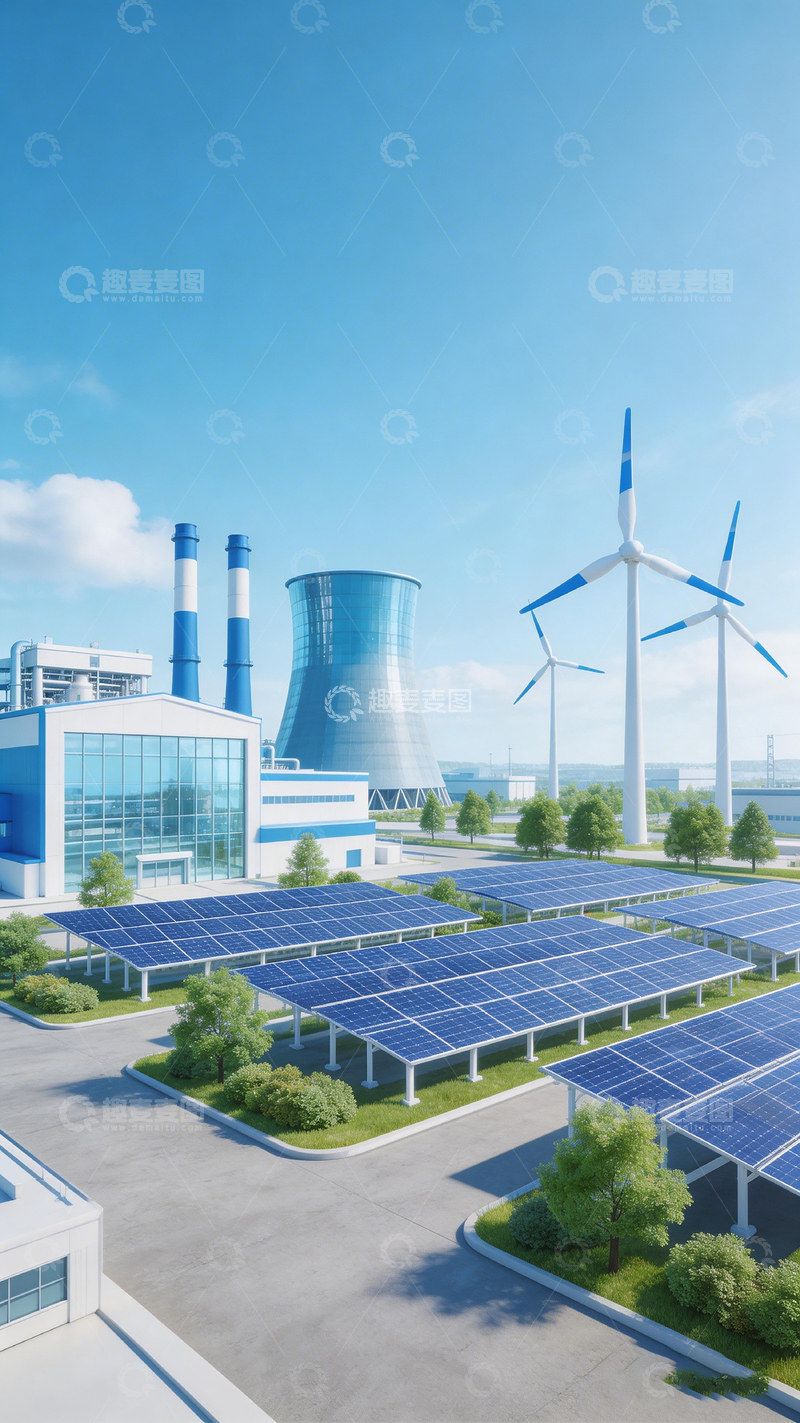 高清大图下载【趣麦麦图】清洁能源发电厂景观图