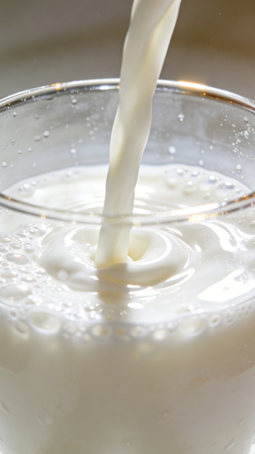 牛奶倒入玻璃杯摄影