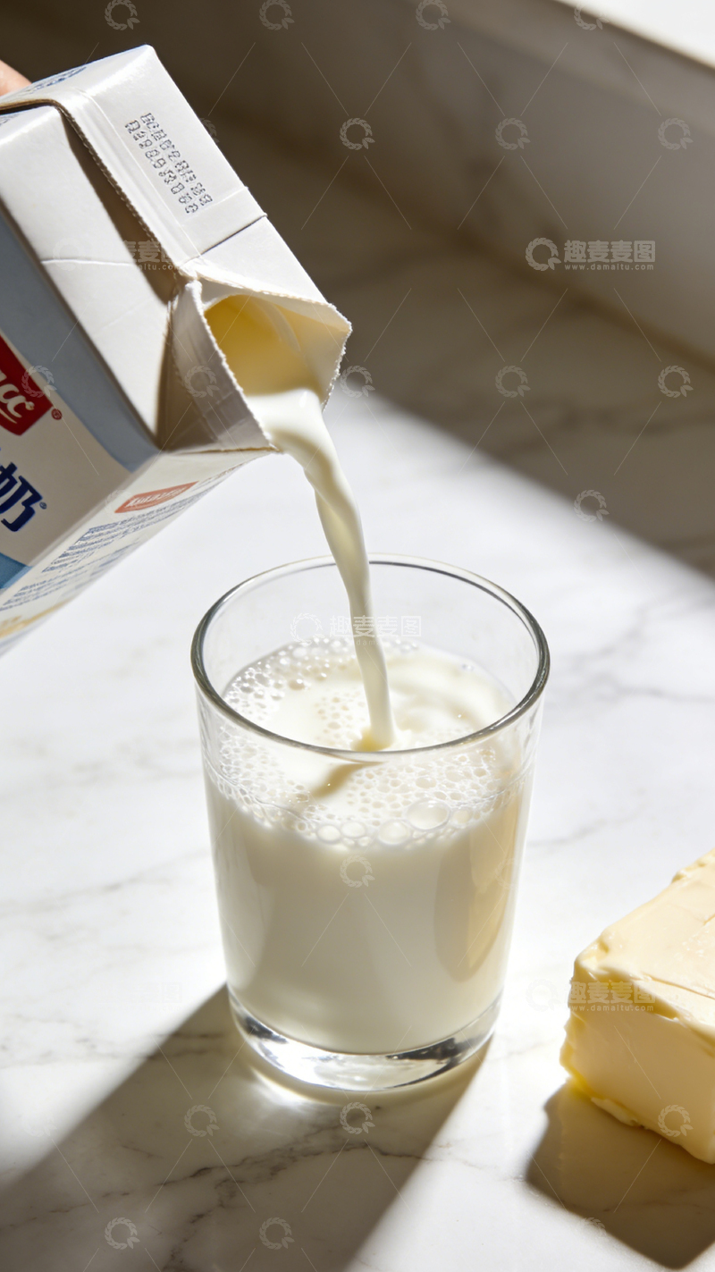 高清大图下载【趣麦麦图】牛奶倒入玻璃杯拍摄