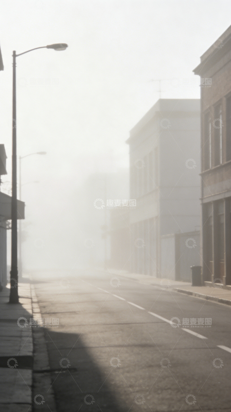 高清大图下载【趣麦麦图】朦胧街景雾中影