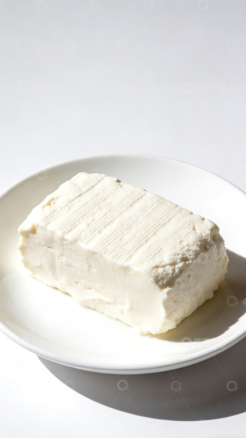 高清大图下载【趣麦麦图】白色瓷盘上的新鲜奶酪