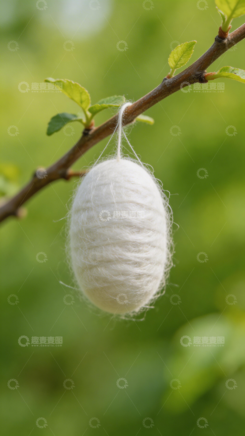 高清大图下载【趣麦麦图】蚕茧悬挂树枝特写摄影