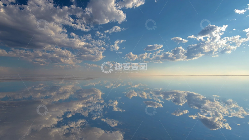 高清大图下载【趣麦麦图】天空与水面交融的梦幻奇境