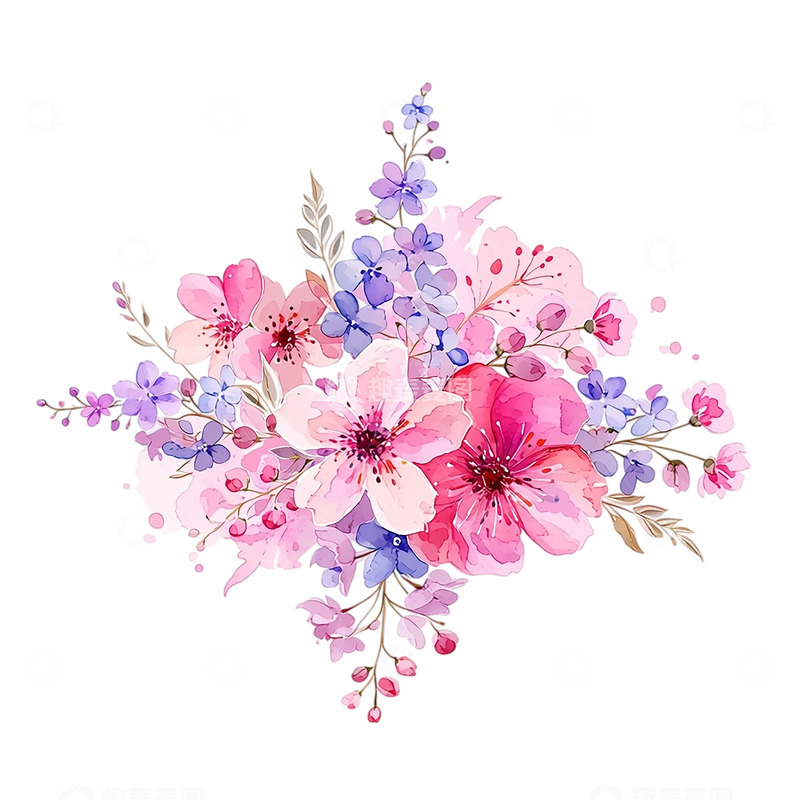 高清大图下载【趣麦麦图】梦幻水彩花海绽放奇幻光影