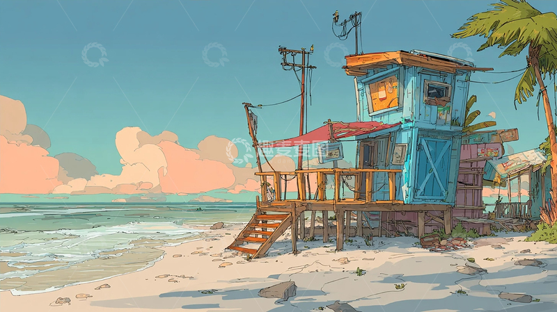 高清大图下载【趣麦麦图】寂静海岸的蓝色诗篇