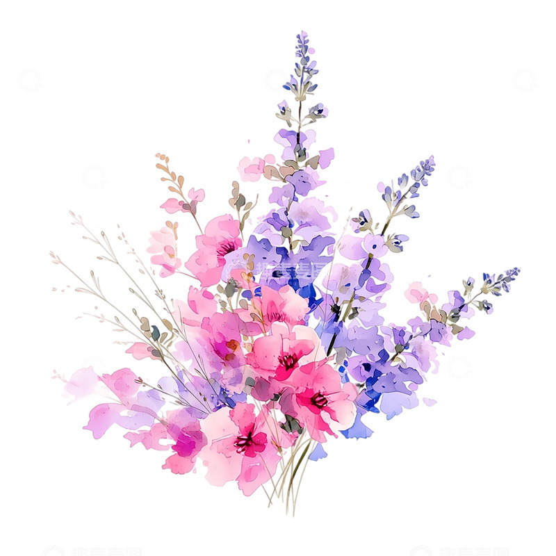 高清大图下载【趣麦麦图】梦幻水彩花海的缭绕奇迹