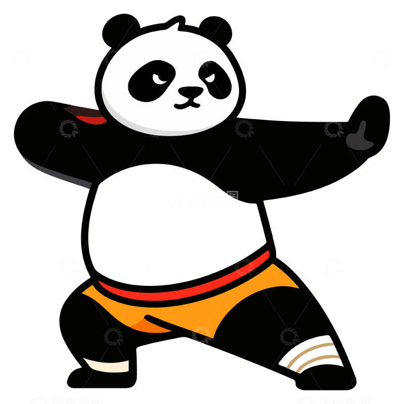 源文件下载【趣麦麦图】卡通熊猫武术表演矢量图