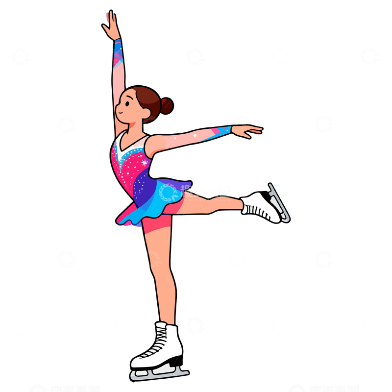 源文件下载【趣麦麦图】卡通花样滑冰运动员矢量图