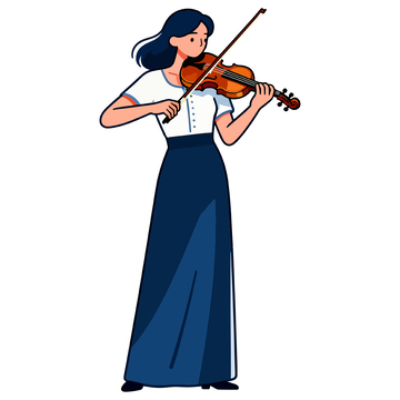 卡通女音乐家演奏小提琴插画