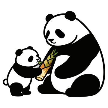 熊猫亲子插画