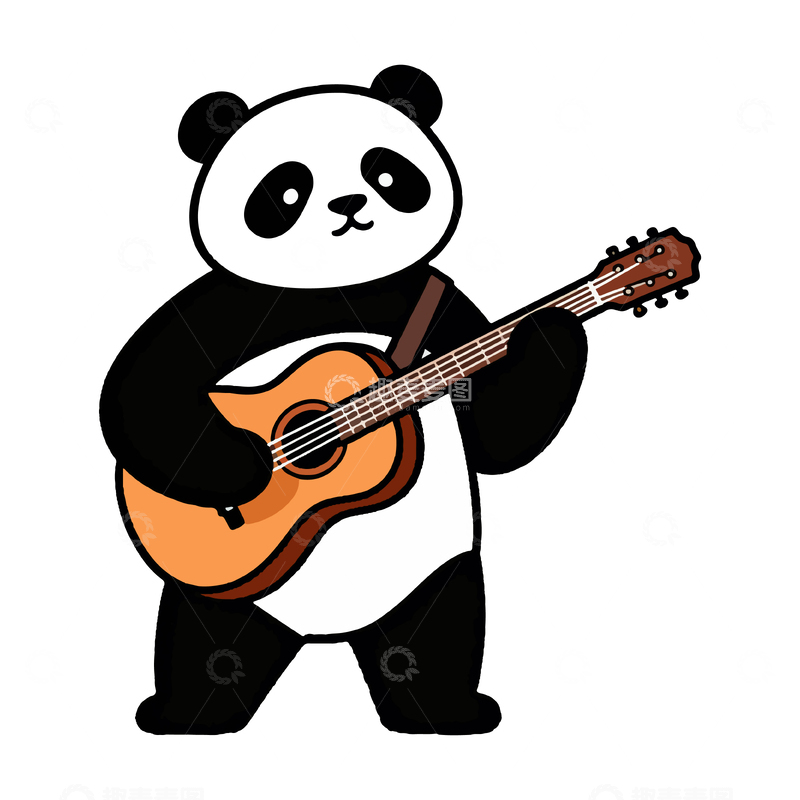源文件下载【趣麦麦图】卡通熊猫弹吉他矢量素材