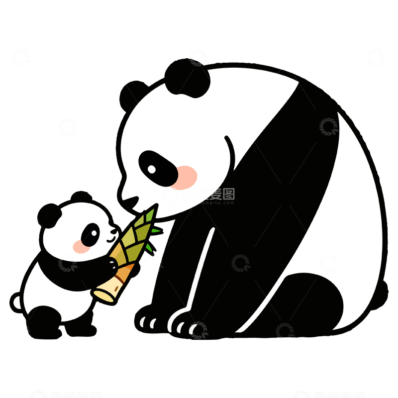 源文件下载【趣麦麦图】熊猫卡通插画亲子互动