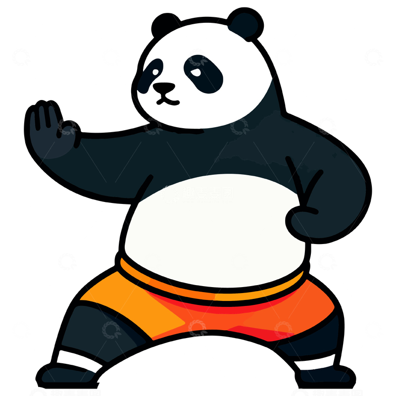 源文件下载【趣麦麦图】卡通熊猫武术造型矢量素材