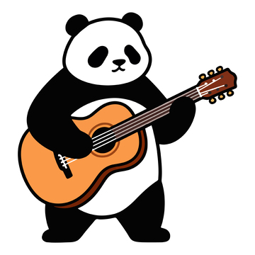 卡通熊猫吉他演奏