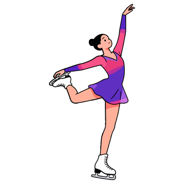 卡通花滑女孩表演矢量图