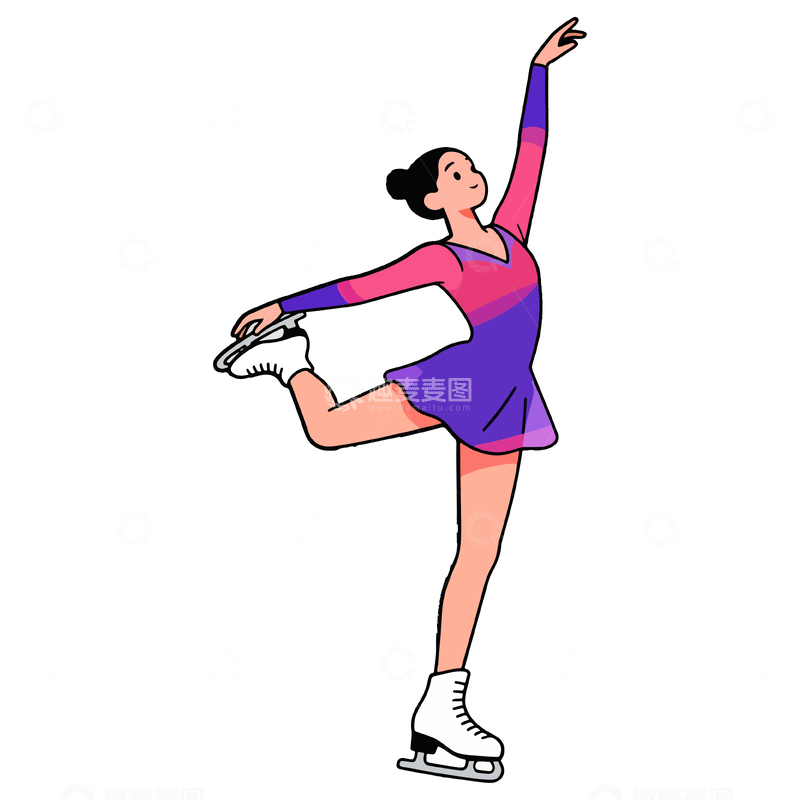 源文件下载【趣麦麦图】卡通花滑女孩表演矢量图